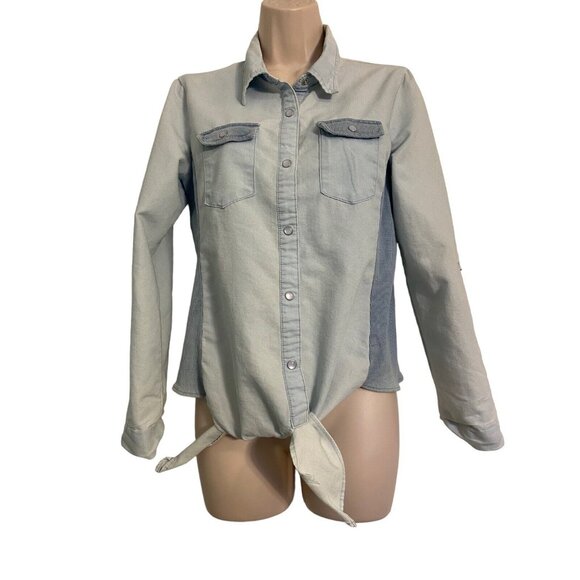 Cirana Womens Size M Washed Blue With Side Stretch Knit Tie Waist Top Western - Picture 6 of 6